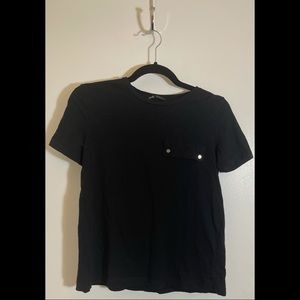 🖤Zara black top with button snap chest pocket💛